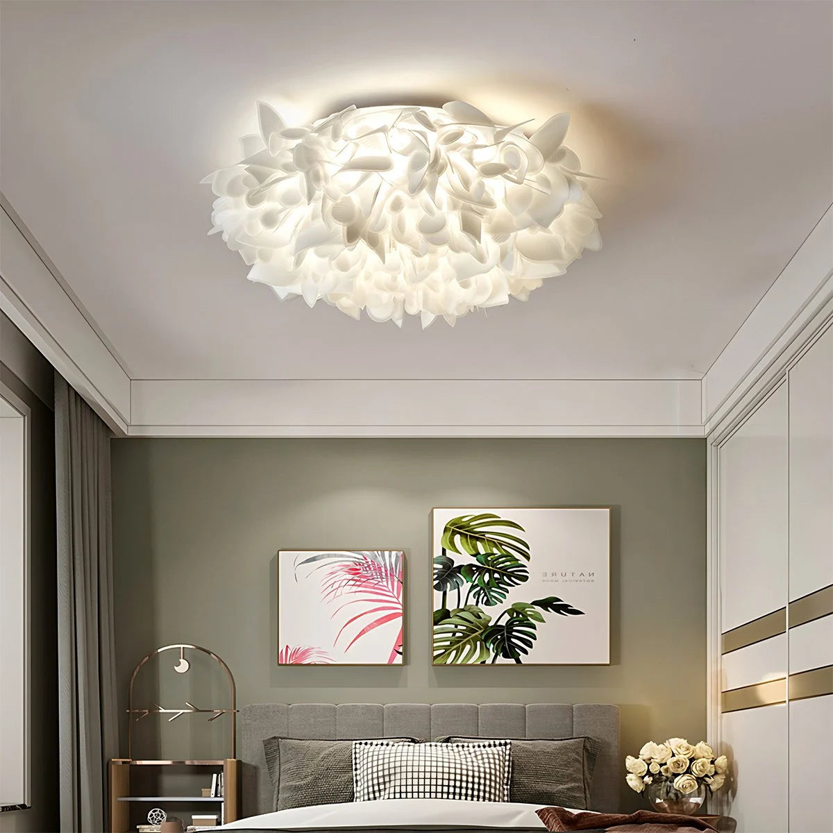 FloraGlow | Elegant Soft White Flush Mount Ceiling Light Fixture 8