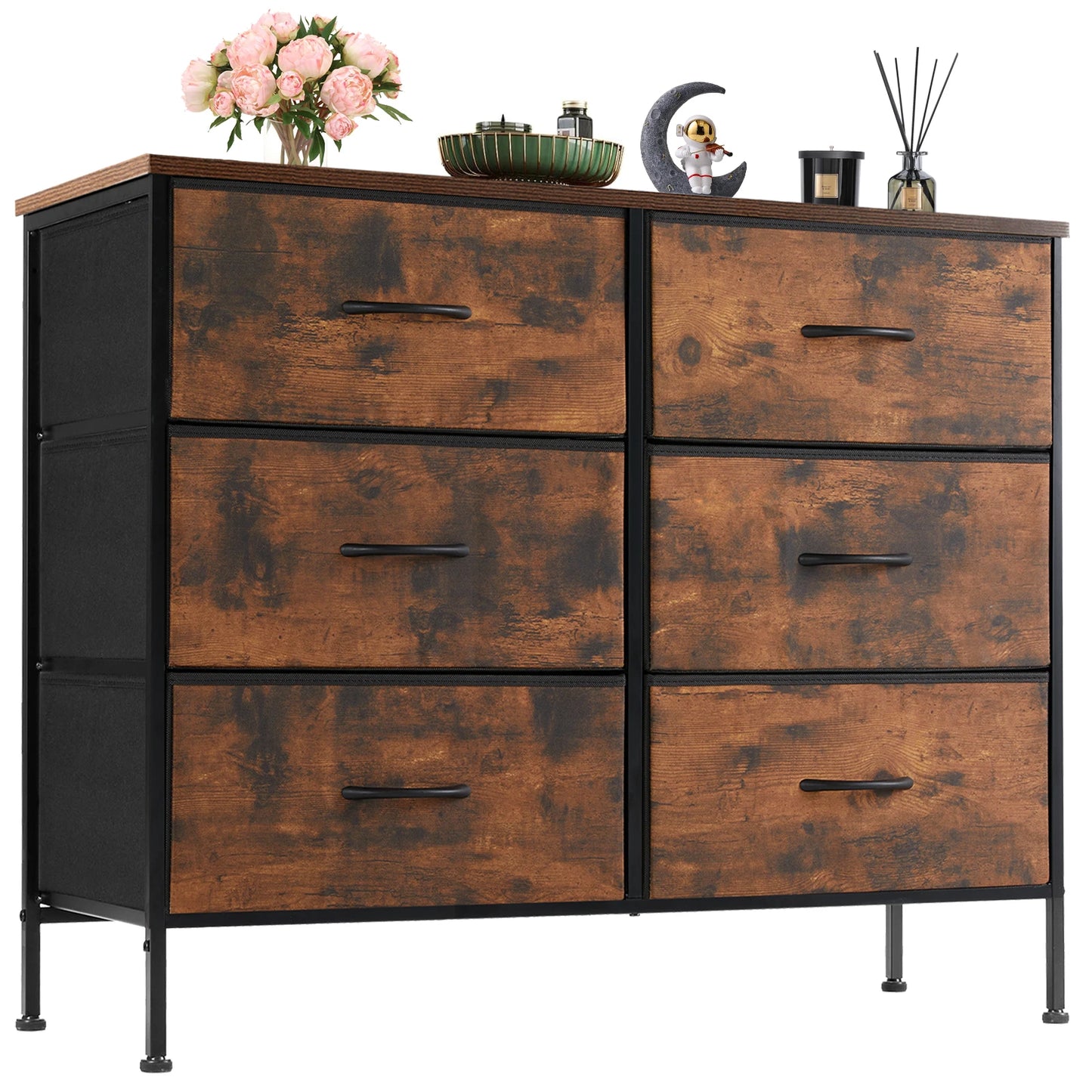 Versatile Nightstand with Wooden Top | Sturdy Fabric Storage Solution for Bedroom and Living Room 9