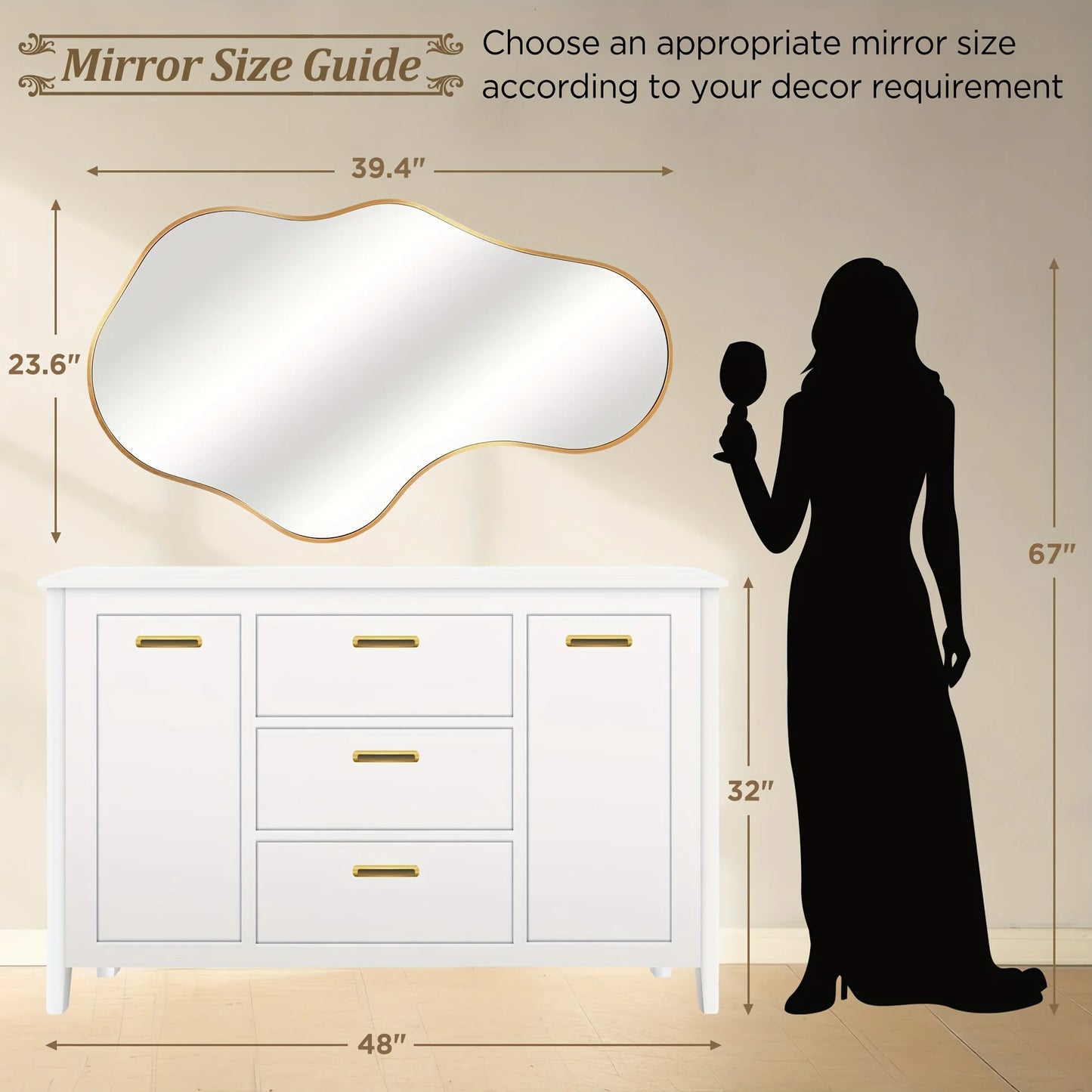 Abstract Wall Mirrors | Asymmetrical Design with Durable Aluminum Frame | Unique Home Decor for Modern Interiors 3