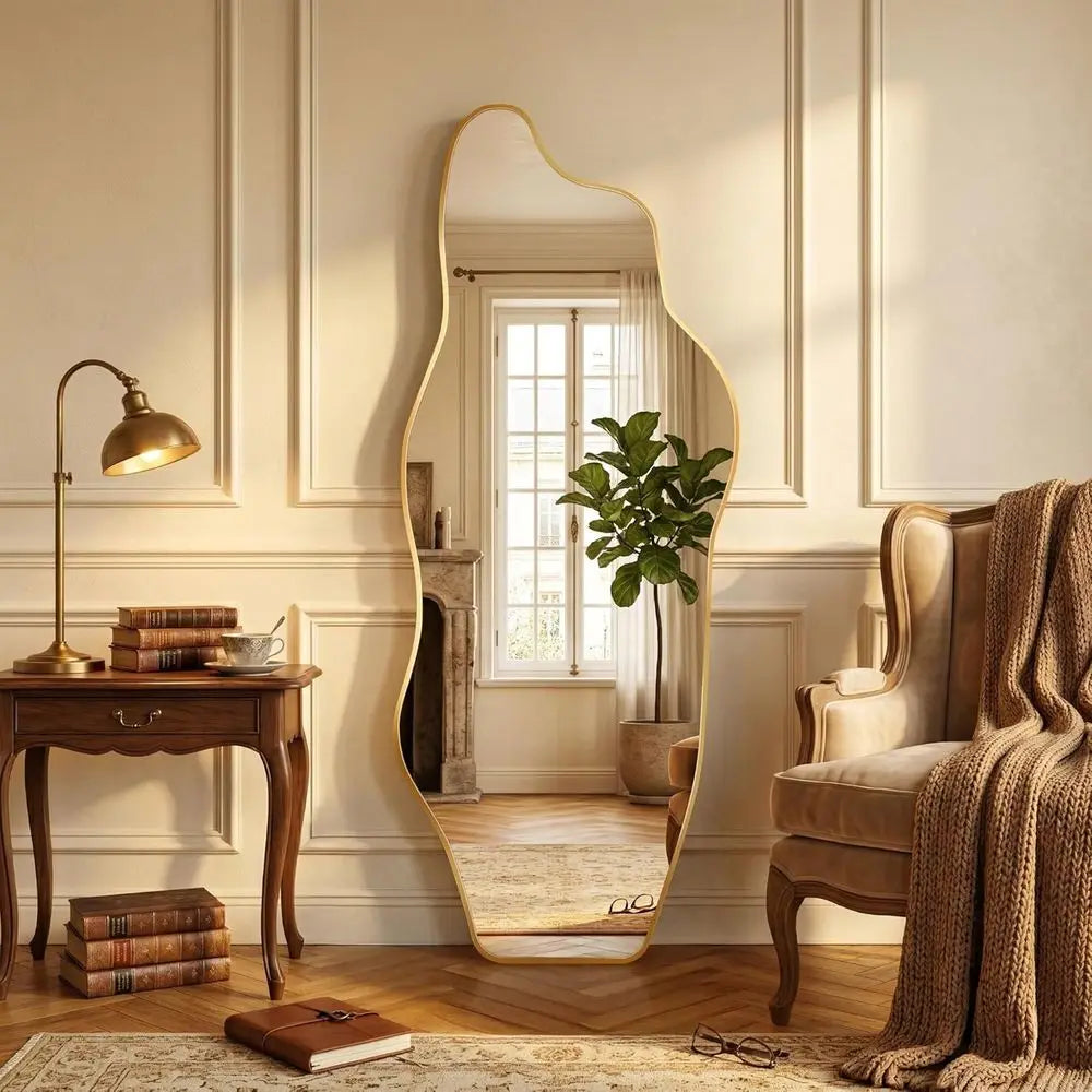 Artistic Collection | Full Length Standing Floor Mirror with HD Glass | Wavy Design for Modern Home Decor 0