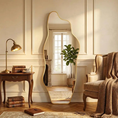 Artistic Collection | Full Length Standing Floor Mirror with HD Glass | Wavy Design for Modern Home Decor 0
