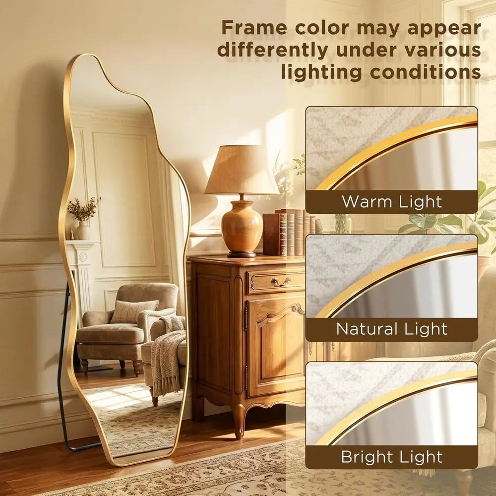 Artistic Collection | Full Length Standing Floor Mirror with HD Glass | Wavy Design for Modern Home Decor 2