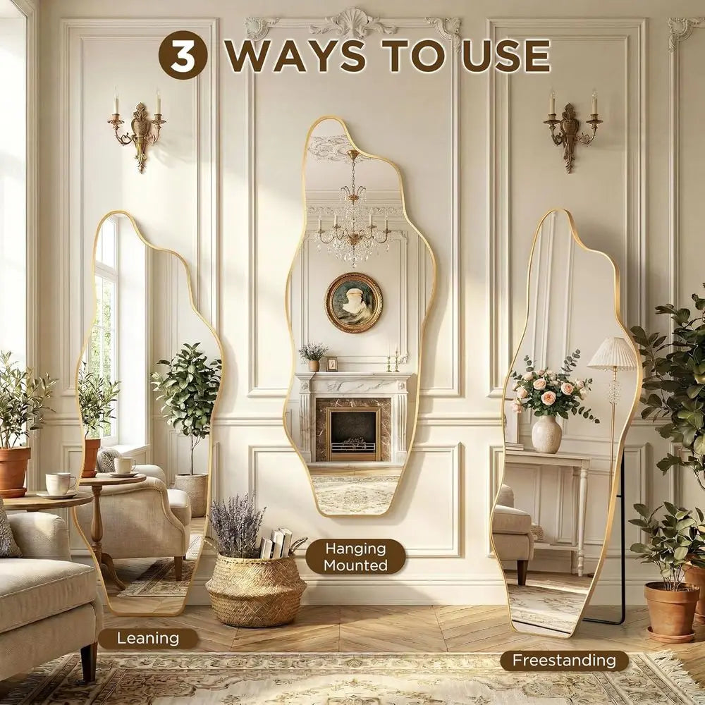 Artistic Collection | Full Length Standing Floor Mirror with HD Glass | Wavy Design for Modern Home Decor 3