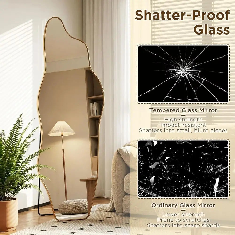 Artistic Collection | Full Length Standing Floor Mirror with HD Glass | Wavy Design for Modern Home Decor 5