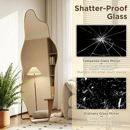 Artistic Collection | Full Length Standing Floor Mirror with HD Glass | Wavy Design for Modern Home Decor 5