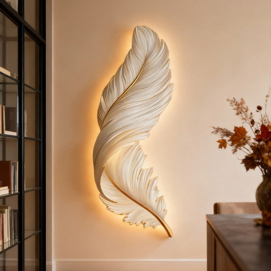 Artistic Feather Wall Sconce Lighting with Remote Control | Soft Ambient Glow for Versatile Home Decor 2