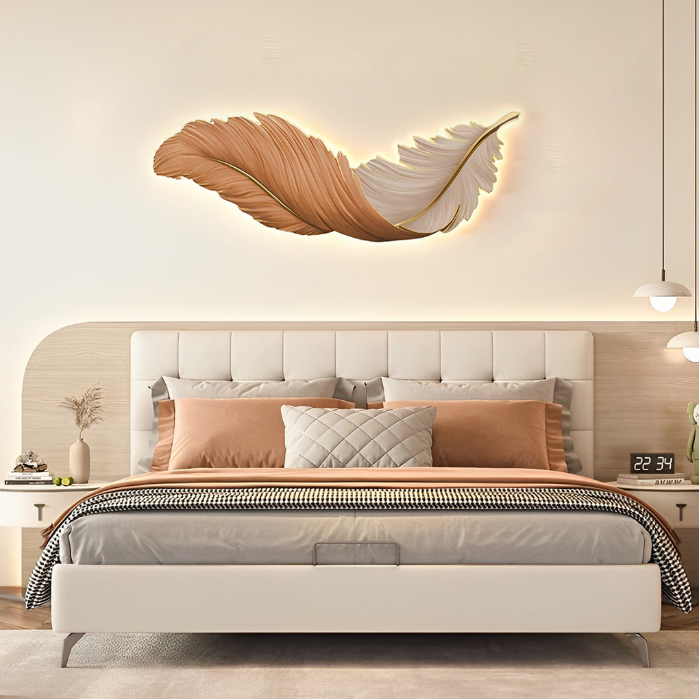 Artistic Feather Wall Sconce Lighting with Remote Control | Soft Ambient Glow for Versatile Home Decor 11
