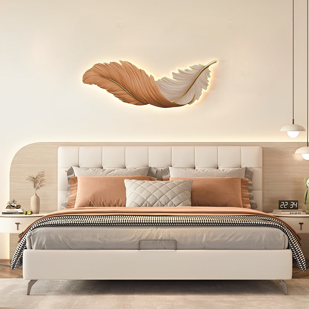 Artistic Feather Wall Sconce Lighting with Remote Control | Soft Ambient Glow for Versatile Home Decor 12