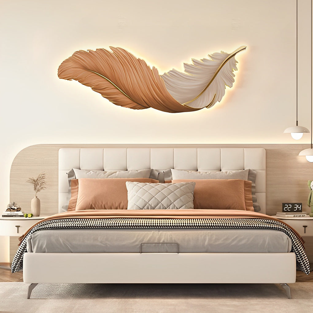 Artistic Feather Wall Sconce Lighting with Remote Control | Soft Ambient Glow for Versatile Home Decor 13