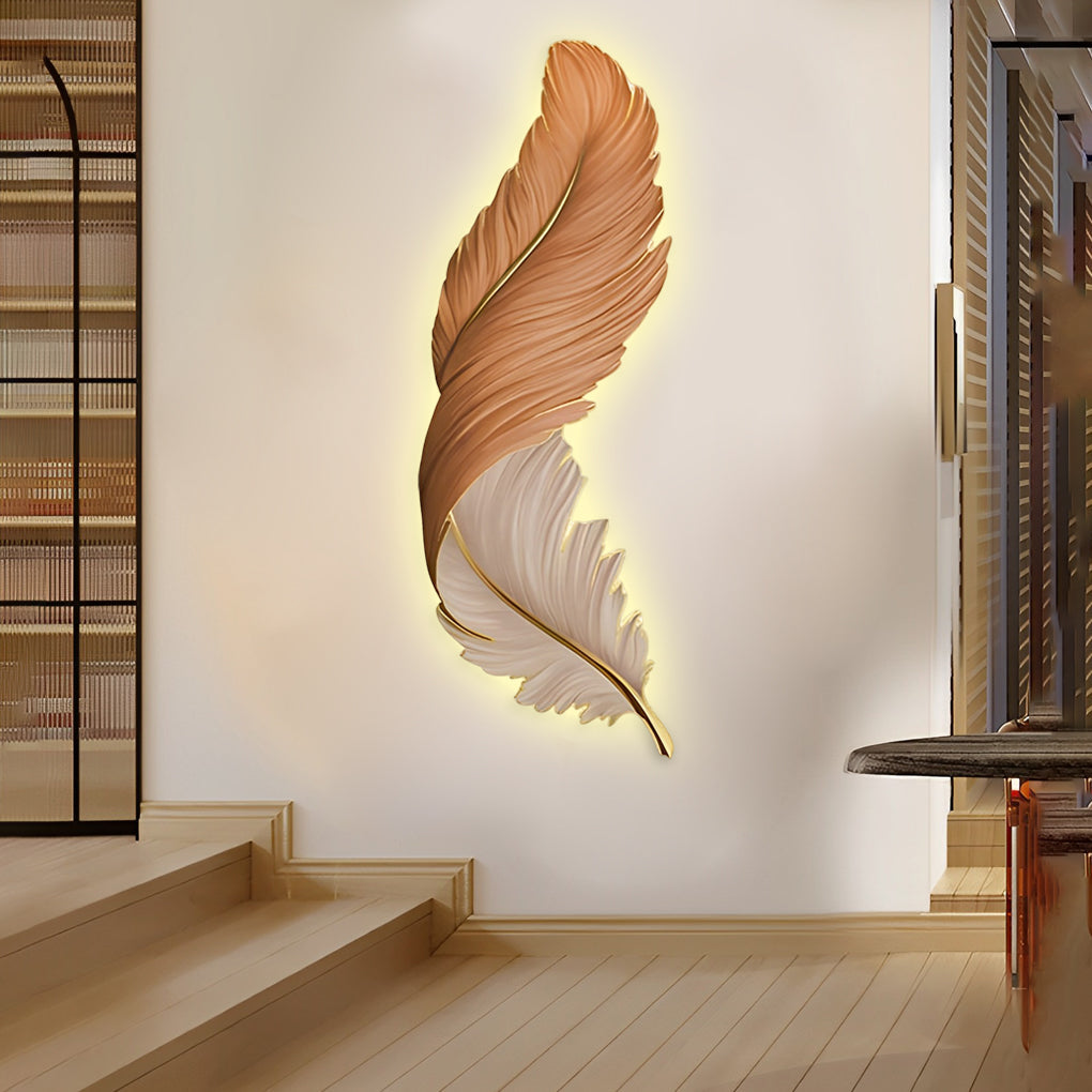 Artistic Feather Wall Sconce Lighting with Remote Control | Soft Ambient Glow for Versatile Home Decor 16