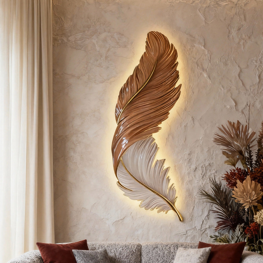 Artistic Feather Wall Sconce Lighting with Remote Control | Soft Ambient Glow for Versatile Home Decor 2
