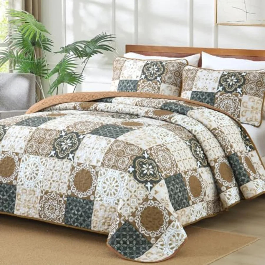 Boho Summer Quilt Set | Soft Lightweight Microfiber Bedspread with 3 Pieces for Cozy Comfort 13