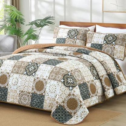 Boho Summer Quilt Set | Soft Lightweight Microfiber Bedspread with 3 Pieces for Cozy Comfort 13