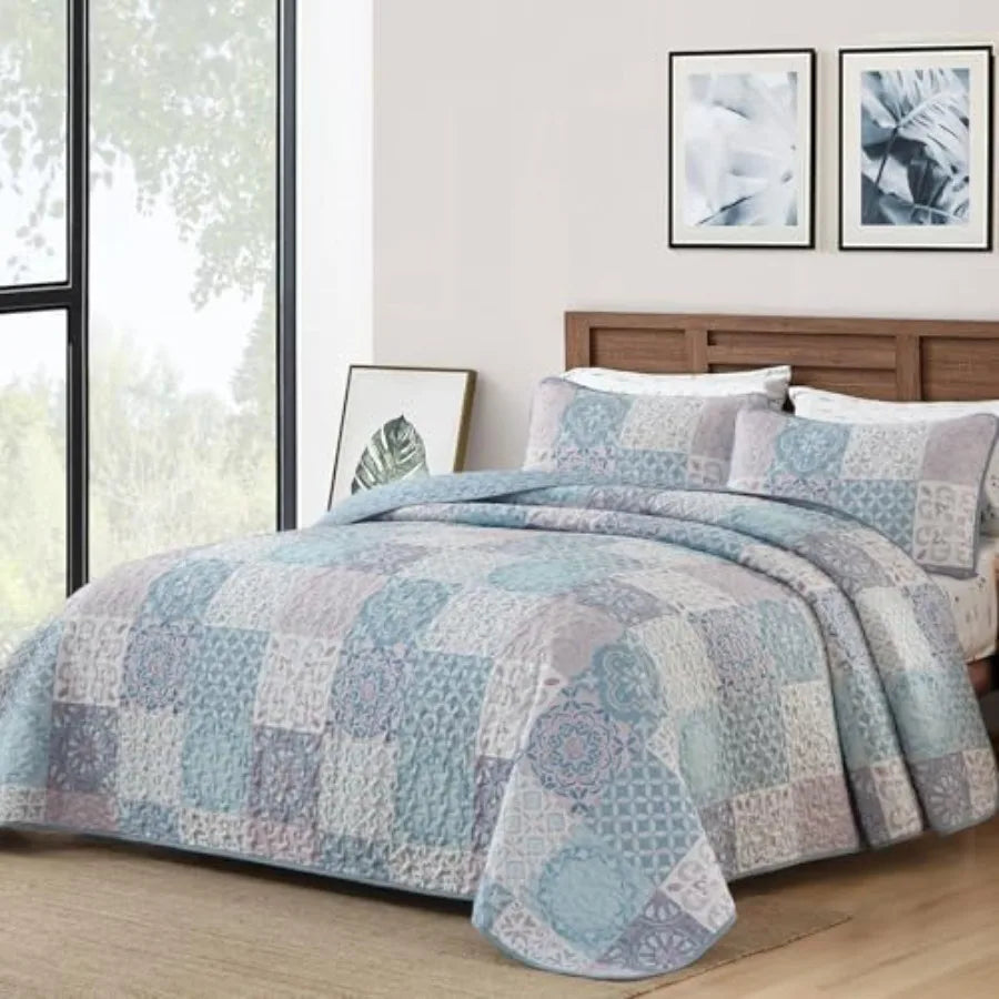 Boho Summer Quilt Set | Soft Lightweight Microfiber Bedspread with 3 Pieces for Cozy Comfort 14