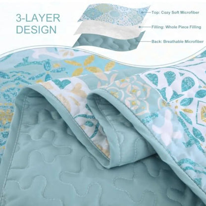 Boho Summer Quilt Set | Soft Lightweight Microfiber Bedspread with 3 Pieces for Cozy Comfort 5