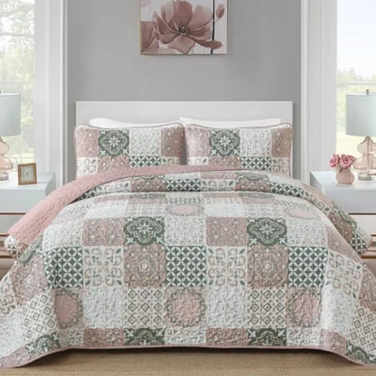 Boho Summer Quilt Set | Soft Lightweight Microfiber Bedspread with 3 Pieces for Cozy Comfort 6
