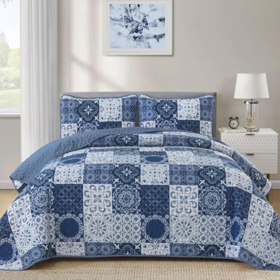 Boho Summer Quilt Set | Soft Lightweight Microfiber Bedspread with 3 Pieces for Cozy Comfort 9