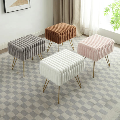 Chic Vanity Stool | Faux Fur Makeup Vanity Chair with Hidden Storage for Comfort and Style 1