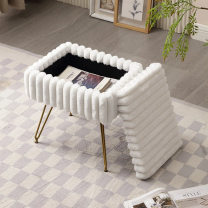 Chic Vanity Stool | Faux Fur Makeup Vanity Chair with Hidden Storage for Comfort and Style 2