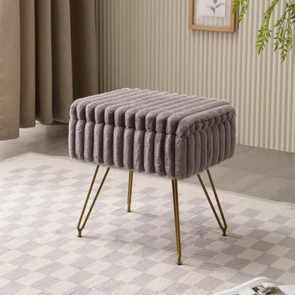 Chic Vanity Stool | Faux Fur Makeup Vanity Chair with Hidden Storage for Comfort and Style 6