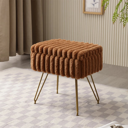 Chic Vanity Stool | Faux Fur Makeup Vanity Chair with Hidden Storage for Comfort and Style 7