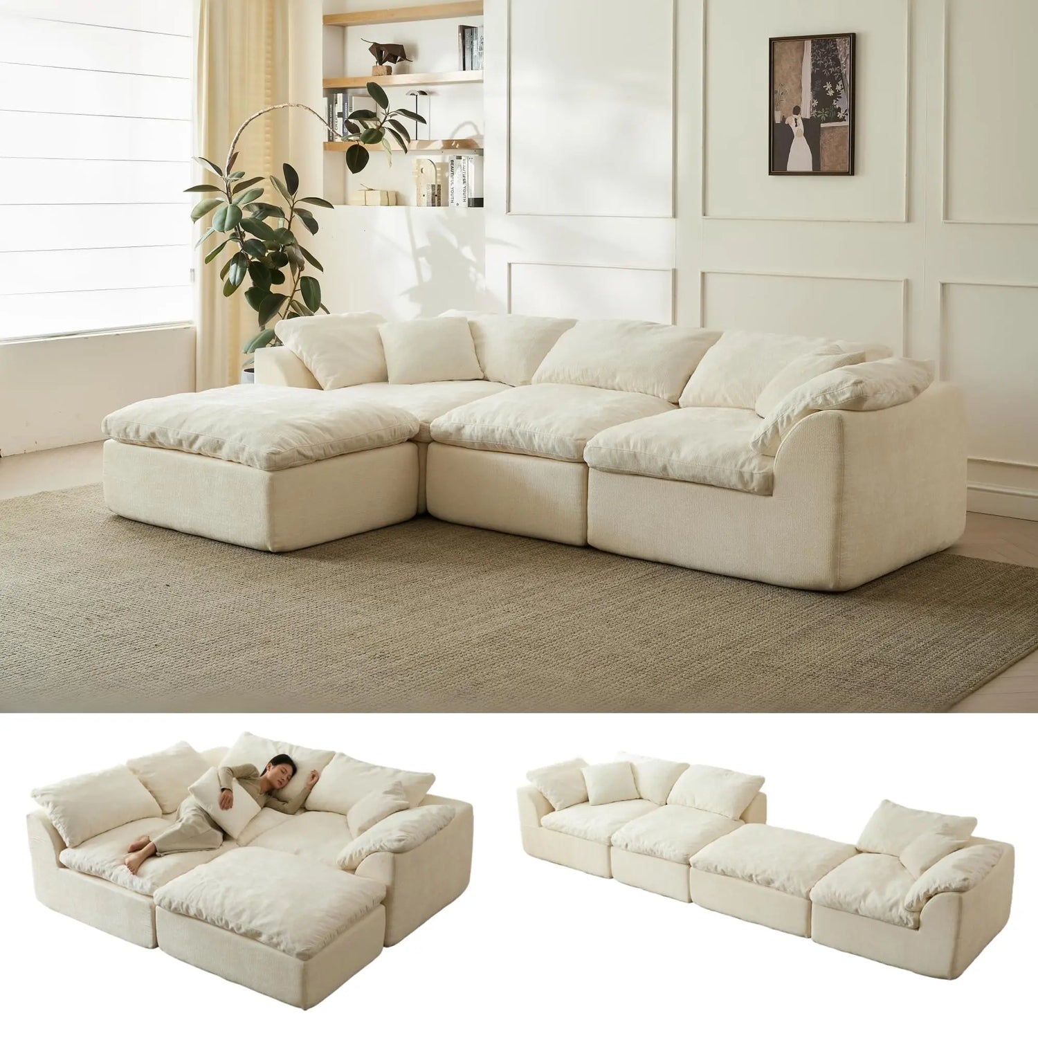 Cloud Collection | Modular Sectional Sofa with Deep Seats | Chenille Fabric for Ultimate Comfort 0