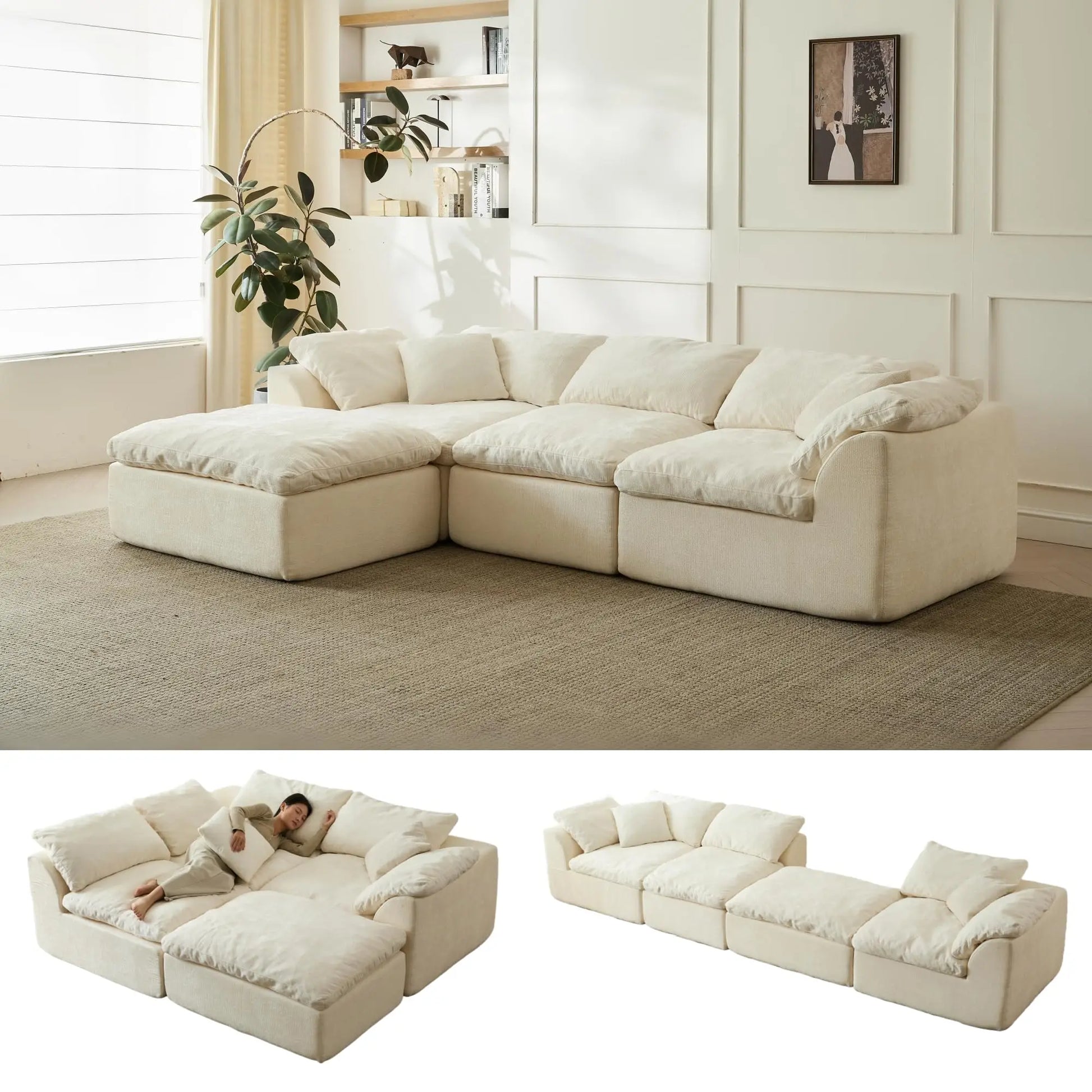 Cloud Collection | Modular Sectional Sofa with Deep Seats | Chenille Fabric for Ultimate Comfort 0