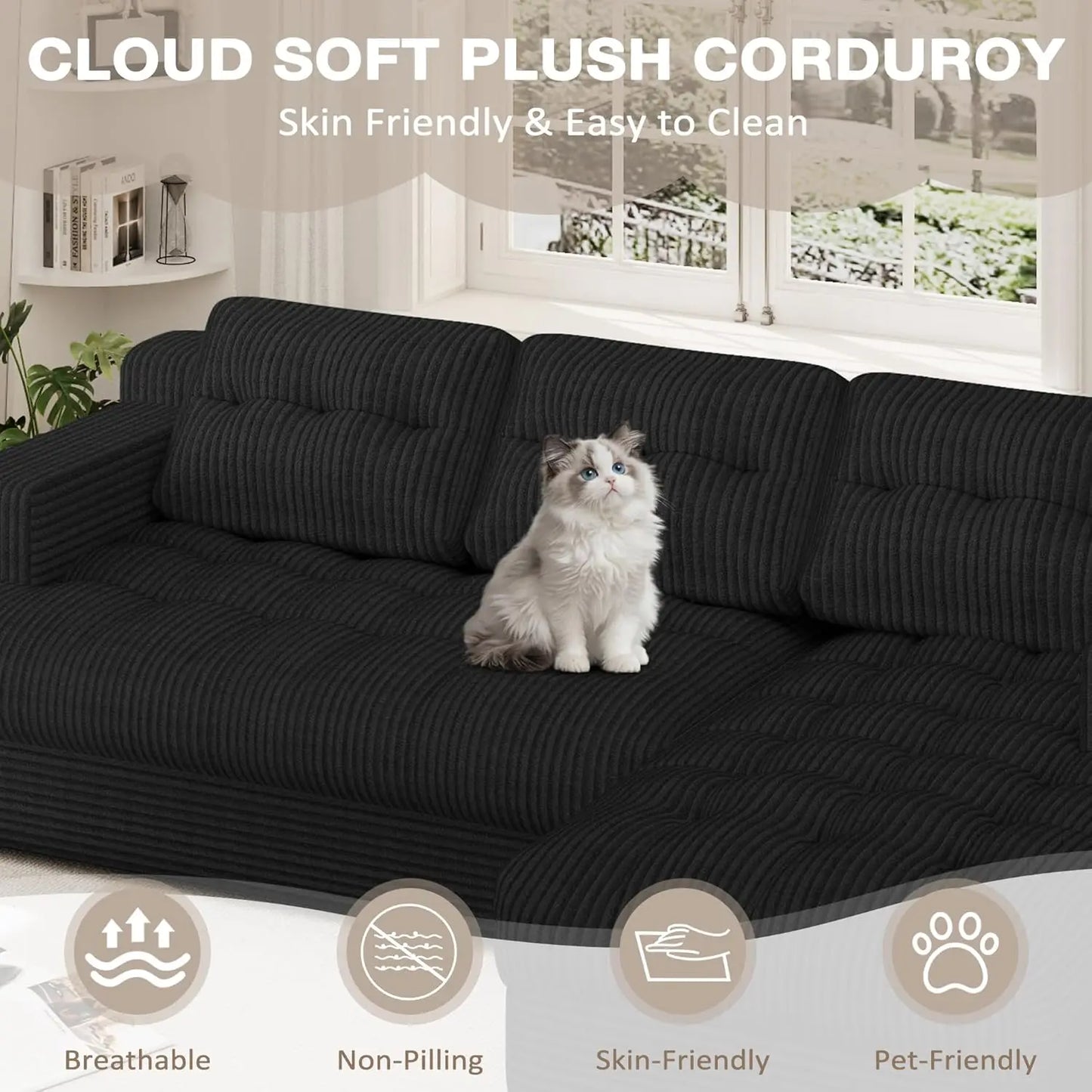 Cloud Comfort | Modular Sectional Couch with Deep Seat & Chaise | Versatile Design for Small Spaces 1