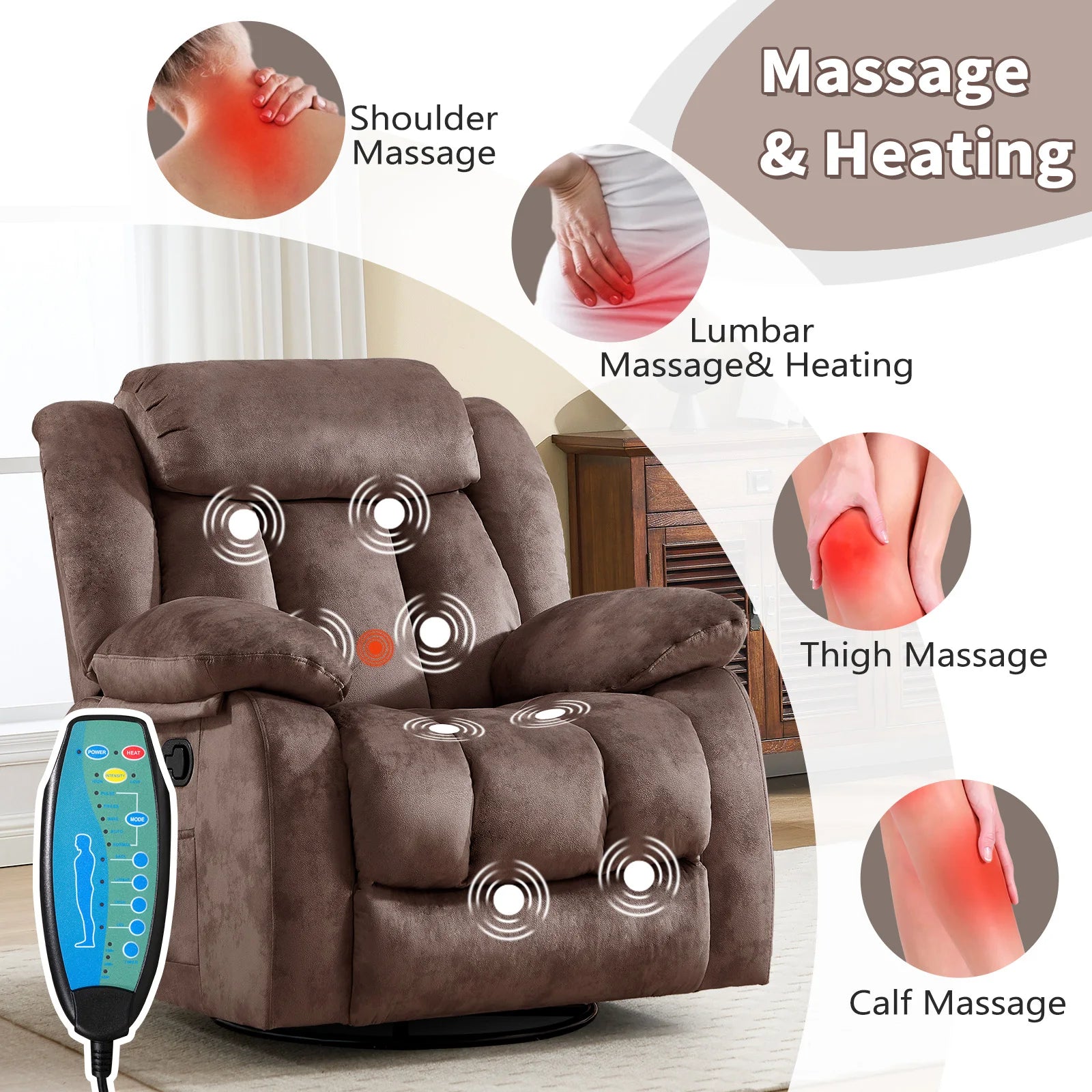 Comfort Recliner | Power Lift Recliner Chair with Massage & 360° Swivel | Ultimate Relaxation for Home 2