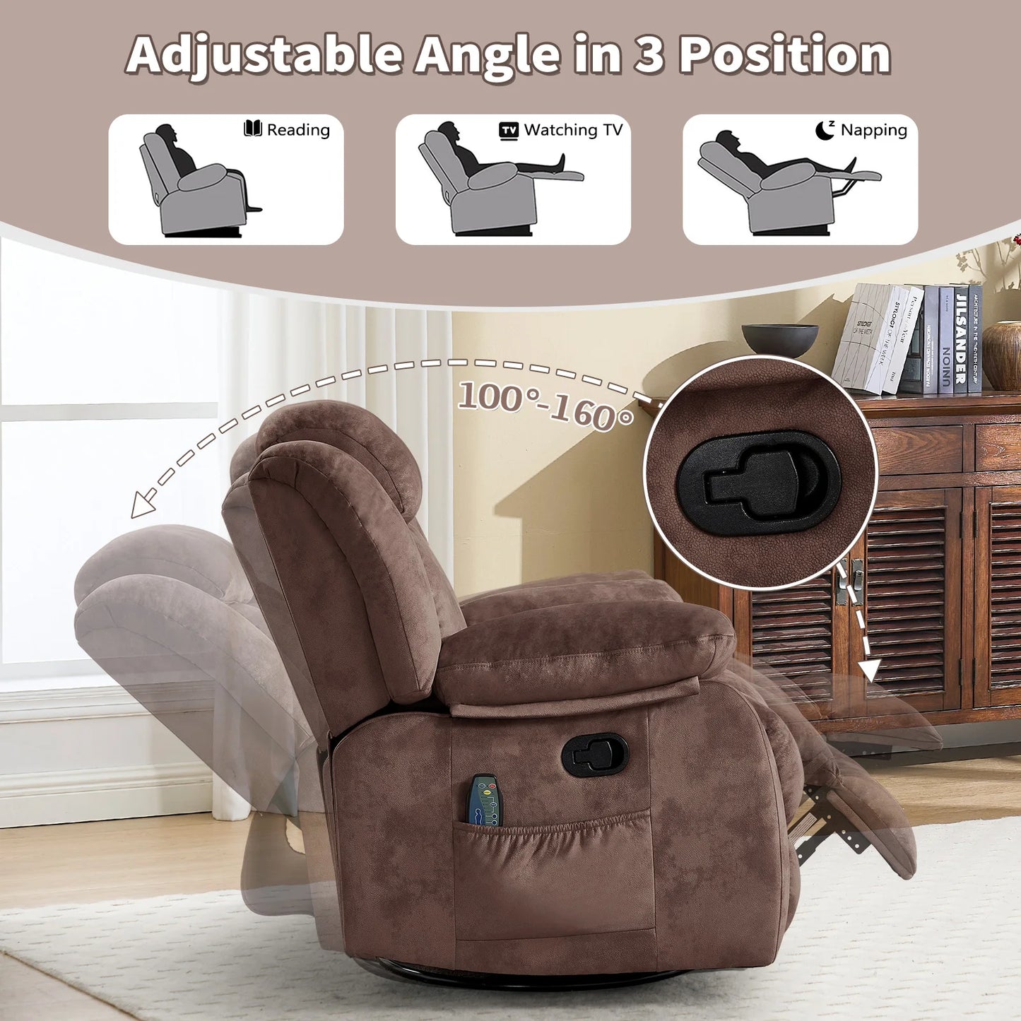 Comfort Recliner | Power Lift Recliner Chair with Massage & 360° Swivel | Ultimate Relaxation for Home 3