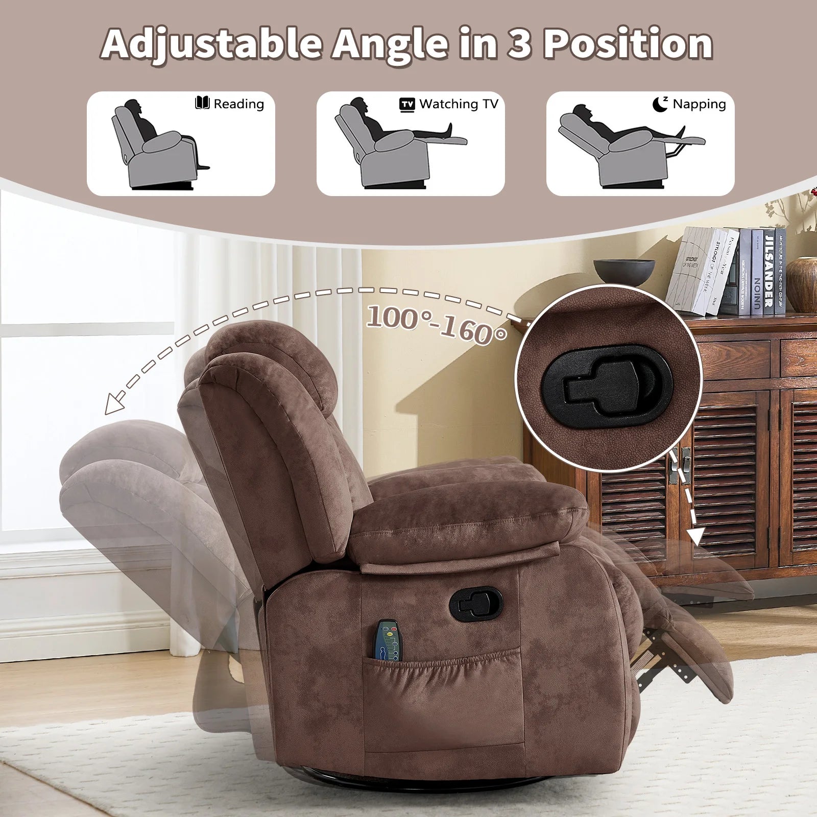 Comfort Recliner | Power Lift Recliner Chair with Massage & 360° Swivel | Ultimate Relaxation for Home 3