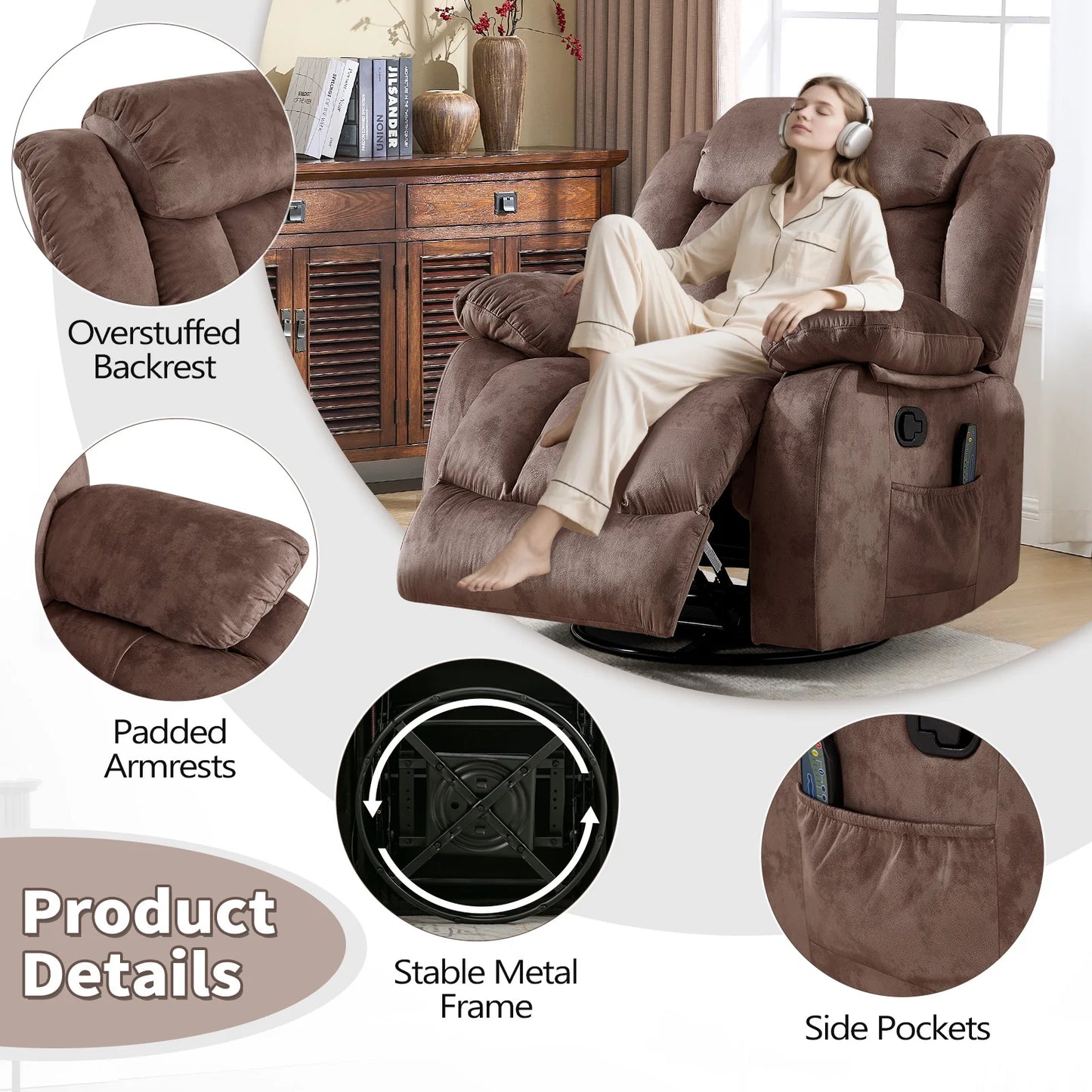 Comfort Recliner | Power Lift Recliner Chair with Massage & 360° Swivel | Ultimate Relaxation for Home 5