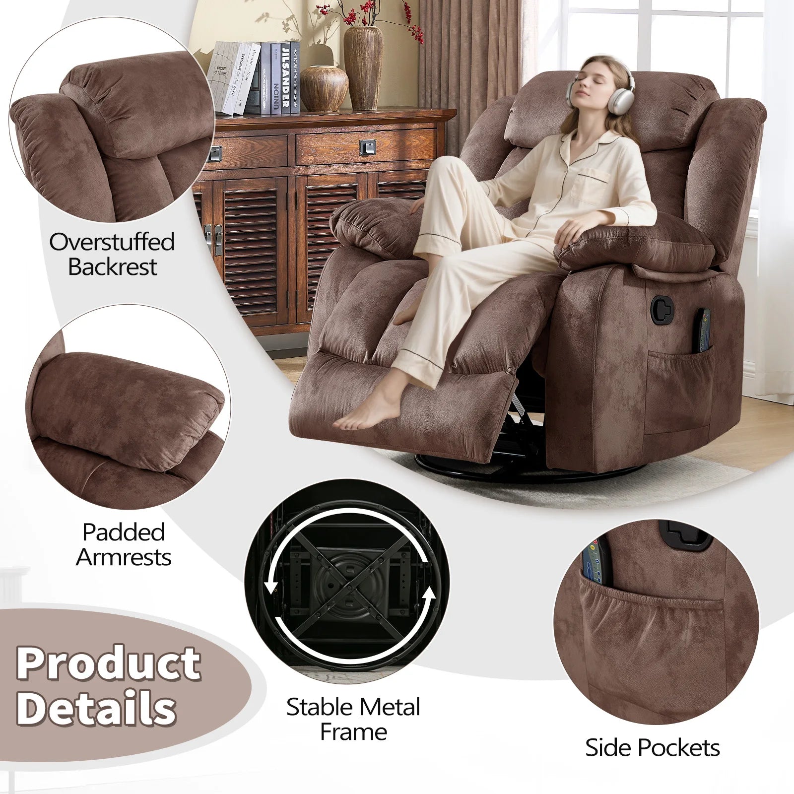 Comfort Recliner | Power Lift Recliner Chair with Massage & 360° Swivel | Ultimate Relaxation for Home 5