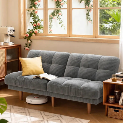 Convertible Futon Sofa Bed | Adjustable Backrest & Soft Corduroy Fabric for Ultimate Comfort 1