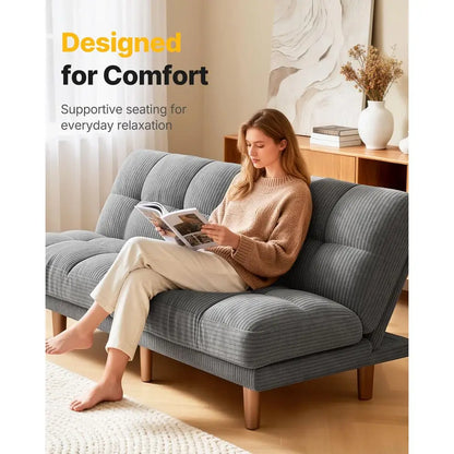 Convertible Futon Sofa Bed | Adjustable Backrest & Soft Corduroy Fabric for Ultimate Comfort 3