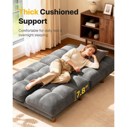 Convertible Futon Sofa Bed | Adjustable Backrest & Soft Corduroy Fabric for Ultimate Comfort 4