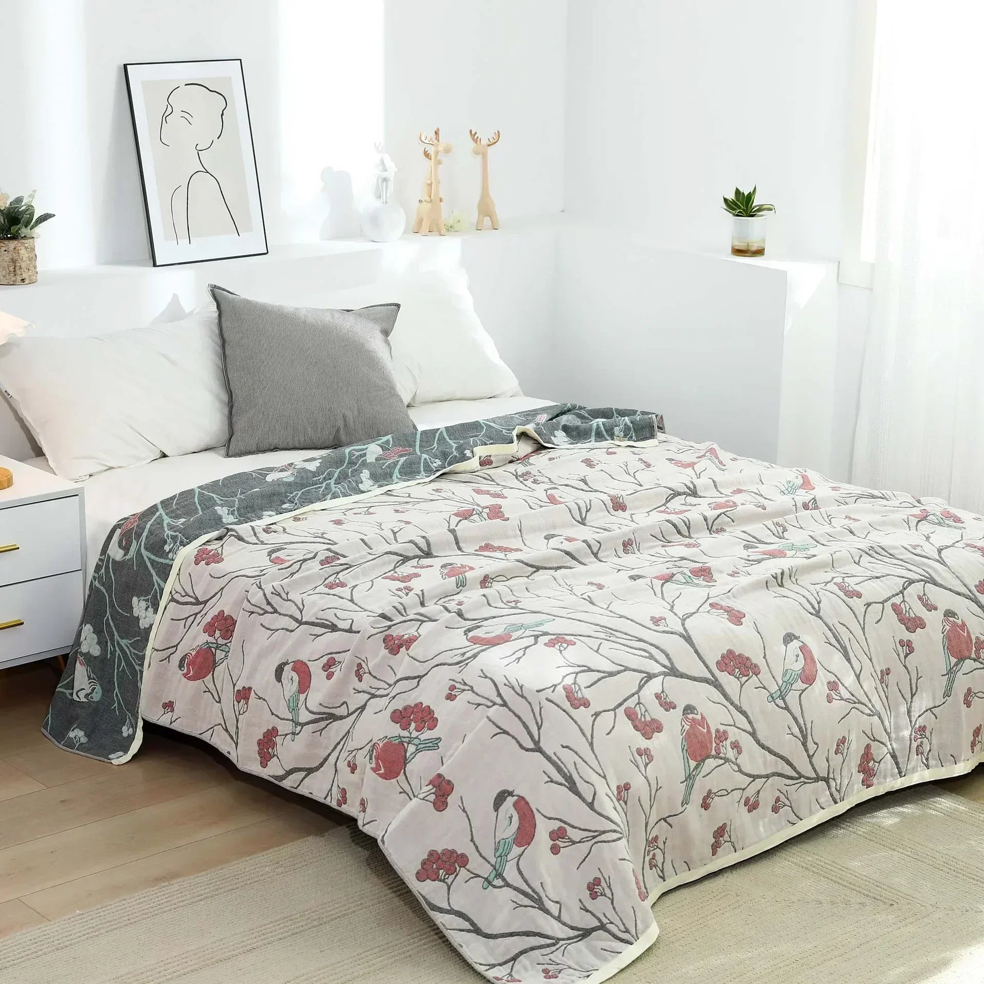 Cozy Collection | Lightweight Cotton Gauze Blanket for Summer Comfort | Soft, Breathable Design for Home Decor 1