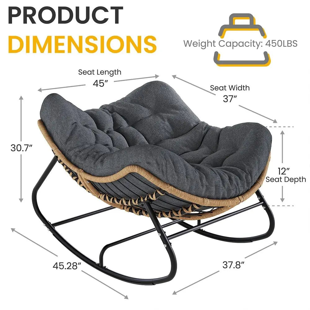 Cozy Papasan Rocking Chair with Thick Cushion | Durable Outdoor Lounge Chair for Ultimate Relaxation 1