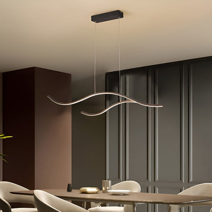 Elegant Curved Pendant Light | Adjustable Brightness & Wavy Design for Stylish Kitchen Pendant Lighting 0