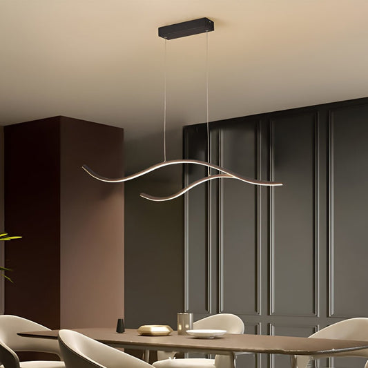 Elegant Curved Pendant Light | Adjustable Brightness & Wavy Design for Stylish Kitchen Pendant Lighting 1