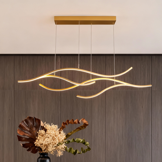 Elegant Curved Pendant Light | Adjustable Brightness & Wavy Design for Stylish Kitchen Pendant Lighting 2