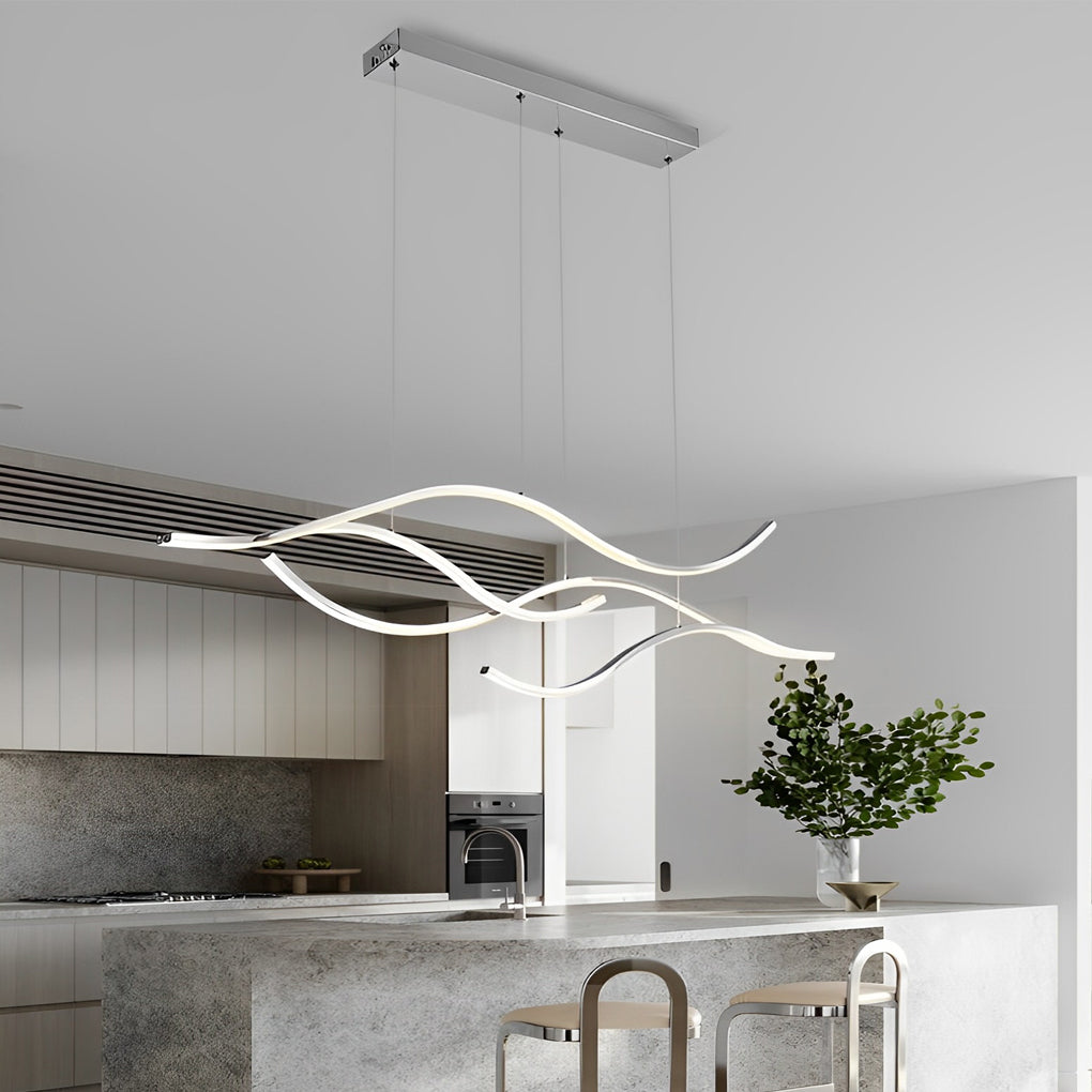 Elegant Curved Pendant Light | Adjustable Brightness & Wavy Design for Stylish Kitchen Pendant Lighting 11