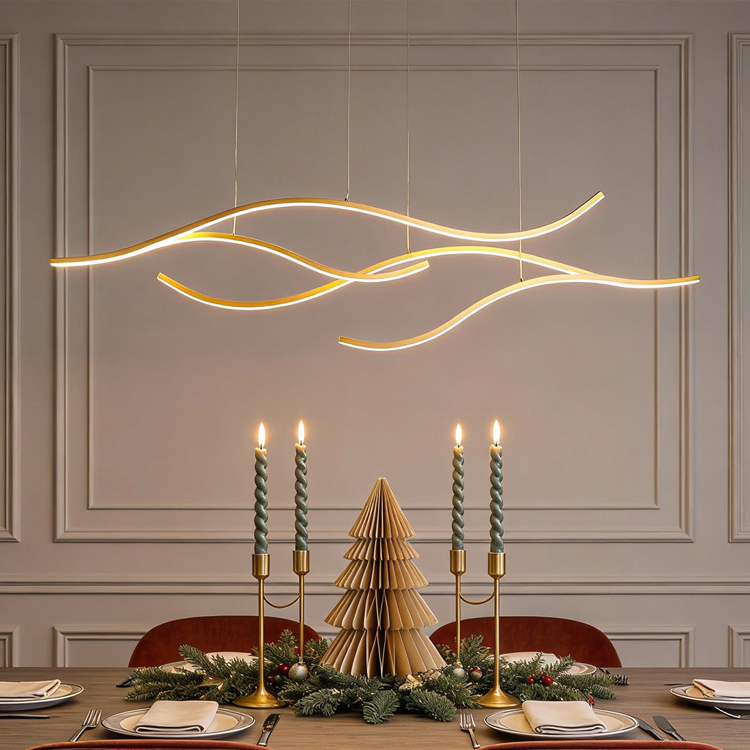 Elegant Curved Pendant Light | Adjustable Brightness & Wavy Design for Stylish Kitchen Pendant Lighting 2