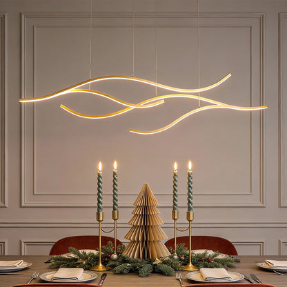 Elegant Curved Pendant Light | Adjustable Brightness & Wavy Design for Stylish Kitchen Pendant Lighting 2