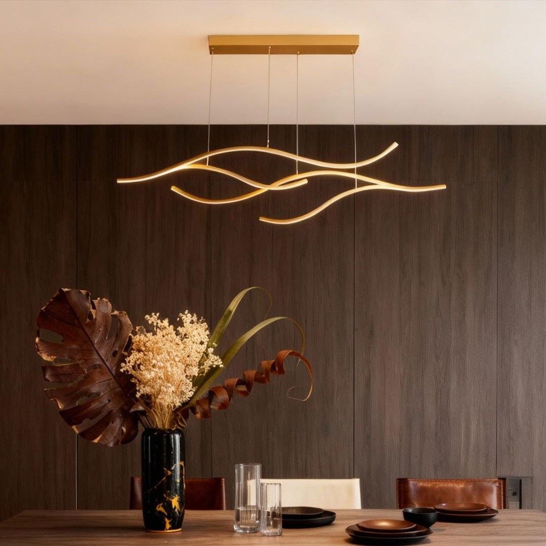 Elegant Curved Pendant Light | Adjustable Brightness & Wavy Design for Stylish Kitchen Pendant Lighting 3
