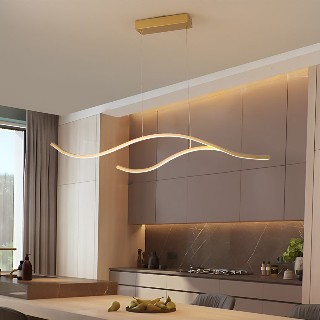 Elegant Curved Pendant Light | Adjustable Brightness & Wavy Design for Stylish Kitchen Pendant Lighting 4