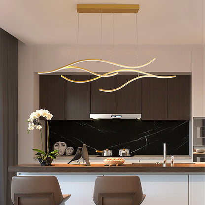 Elegant Curved Pendant Light | Adjustable Brightness & Wavy Design for Stylish Kitchen Pendant Lighting 5