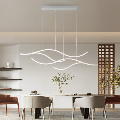Elegant Curved Pendant Light | Adjustable Brightness & Wavy Design for Stylish Kitchen Pendant Lighting 6