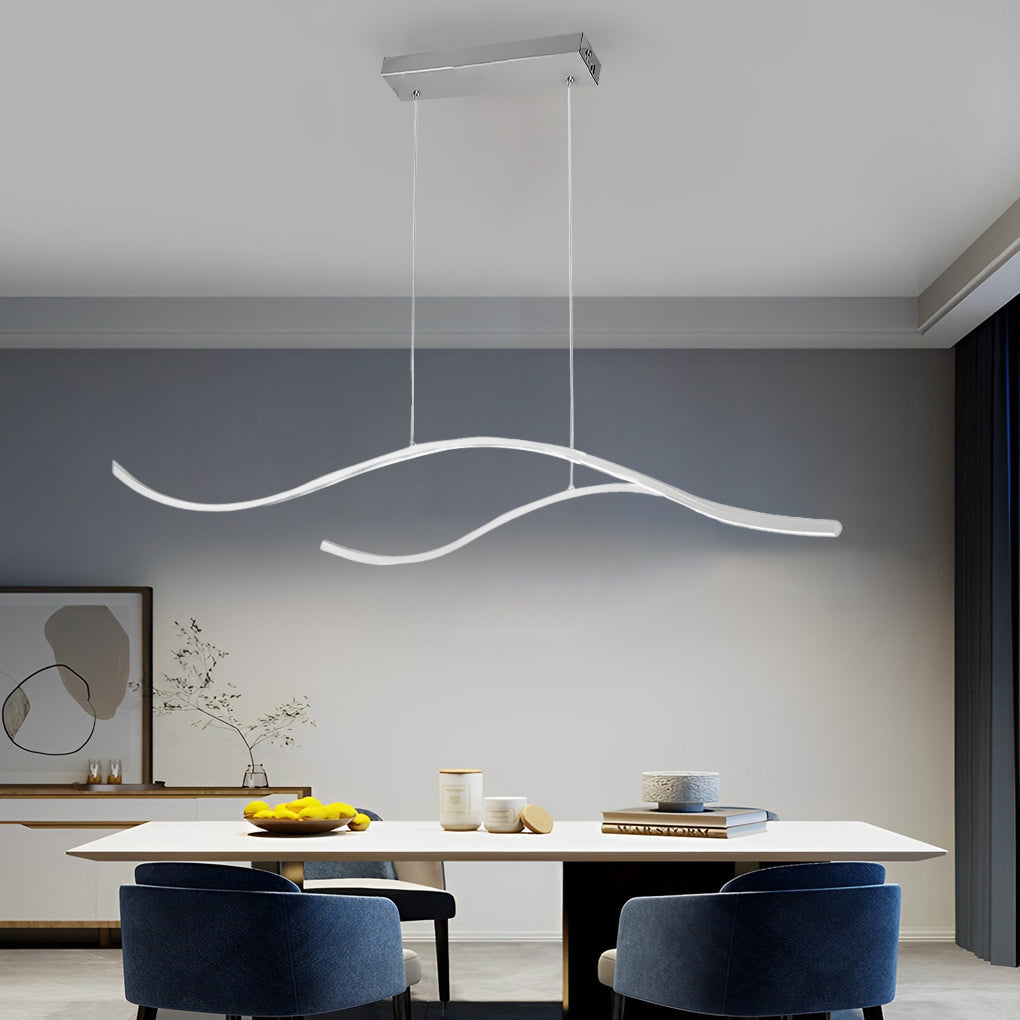 Elegant Curved Pendant Light | Adjustable Brightness & Wavy Design for Stylish Kitchen Pendant Lighting 7