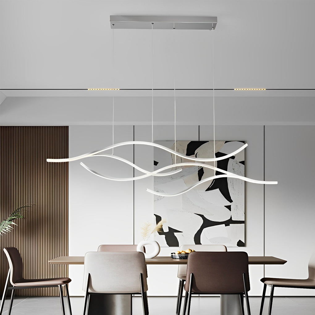 Elegant Curved Pendant Light | Adjustable Brightness & Wavy Design for Stylish Kitchen Pendant Lighting 8
